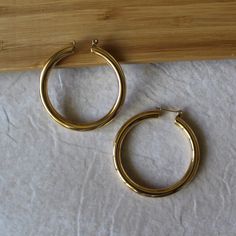 Eliza Large Thick Hoop Earrings Thick Hoop Earrings, Jewelry Safe, Large Hoop Earrings, Gold Hoops, Gold Vermeil, Sensitive Skin, 18k Gold, Hoop Earrings, Stainless Steel