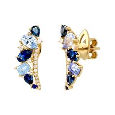 Earrings 18K Yellow Gold Diamond 28-RND 0,17 ct-4/7 Blue Sapphire 2-0,4 ct Blue Sapphire 2-0,06 ct 3/2 Blue Sapphire 6-1,44 ct 3/2 With a heritage of ancient fine Swiss jewelry traditions, NATKINA is a Geneva based jewellery brand, which creates modern jewellery masterpieces suitable for every day life. It is our honour to create fine jewelry, and it’s for that reason that we choose to only work with high-quality, enduring materials that can almost immediately turn into family heirlooms. From ou Luxury Blue Diamond Earrings With Prong Setting, Luxury Blue Diamond Earrings With Brilliant Cut, Blue Diamond Gemstone Earrings For Anniversary, Blue Sapphire Diamond Earrings As Gift, Blue Gemstone Diamond Earrings For Anniversary, Gift Blue Sapphire Diamond Earrings, Blue Diamond Gemstone Earrings In Fine Jewelry Style, Blue Sapphire Diamond Earrings With Brilliant Cut, Diamond Blue Earrings For Anniversary