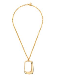 gold-tone brass polished finish oversize pendant curb chain lobster claw fastening adjustable fit Brass Jewelry, Curb Chain, Chains Jewelry, Necklace Gold, Lobster Claw, Silver Necklaces, Womens Jewelry Necklace, Fashion Branding, Gold Tones