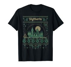 a black t - shirt with the hog potter christmas sweater on it