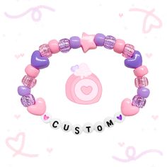 Purple Kandi Bracelet, Kawaii Kandi, Diy Kandi Bracelets, Diy Kandi, Pastel Kawaii, Bracelet Cute, Kandi Bracelets, Cute Pastel, Bracelet Style