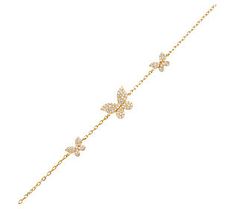 Take your look to new heights with the high-flying beauty of this butterfly station bracelet. It's bathed in 14K gold plating and topped with a sprinkling of pave-set cubic zirconia stones. From Adina's Eden. Gold Butterfly Bracelet, Station Bracelet, Butterfly Bracelet, Gold Butterfly, Gold Plating, Eden, Cubic Zirconia, Jewelry Bracelets, Gold Plate