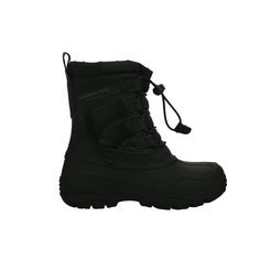 The London Fog Kenji Snow Boots provide warmth, comfort and protection for kids during cold winter weather. Elastic laces with no tying make these snow boots perfect for little ones. Easily adjust the toggle closure and tighten over snow pants to keep the cold snow out. Size: 11.  Color: Black.  Gender: male. Winter Insulated Black Hiking Boots, Black Insulated Hiking Boots For Cold Weather, Insulated Black Hiking Boots For Cold Weather, Weatherproof Lace-up Boots For Winter Outdoor, Black Winter Hiking Boots For Cold Weather, Insulated Lace-up Boots For Winter Outdoor Activities, Black Winter Hiking Boots For Outdoor Activities, Black Hiking Boots For Winter Outdoor Activities, Black Weatherproof Lace-up Boots For Outdoor