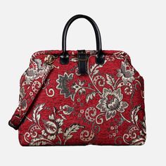 Floral Paisley Red Mary Poppins Weekender carpet bag MCW Handmade Luxury Red Bags With Adjustable Handle, Luxury Tapestry Bags For Formal Occasions, Red Tapestry Bag With Rectangular Shape, Red Tapestry Bags With Rectangular Shape, Red Tapestry Bag, Rectangular Shape, Red Tapestry Rectangular Bag, Elegant Tapestry Bag With Adjustable Strap, Elegant Tapestry Bag With Adjustable Handle, Elegant Tapestry Bags With Adjustable Handle