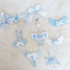 The price is for a hairclip only, others are not included. Blue Kawaii Accessories, Blue Gyaru, Blue Hair Pins, Vintage Bow Tie, Steampunk Fashion Female, Vtuber Model, Light Blue Hair, Steampunk Fashion Male, Jirai Kei