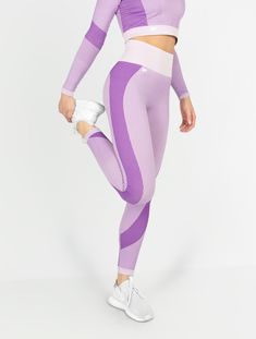 EVER FIT Leggings - Violet - EVERFIT Lines Design, Curved Lines, Michigan Wolverines, Seamless Leggings, Winx Club, Wide Waistband, Line Design, High Waisted Leggings, Workout Leggings