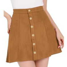 PRICES MAY VARY. Regular Fit, Front Button Down Closure, Soft Faux Suede Fabric, High Waisted, A-Line, Mini Short Style, Unlined If you find that your waistline is between two available and want a better fit, it is recommended to buy a larger size. Soft and lightweight suede makes this skirt Breathable and Flowy, so it's perfect for any season and occasion. The skirt with comfortable fabric is paired perfectly with pretty chic heels for a fashionable and sophisticated look. Machine Wash Cold Ins High Waisted Short Skirt, Short Pollera, Flared Mini Skirt, Chic Heels, Metallic Skirt, Faux Suede Fabric, A Line Mini Skirt, High Waisted Flares, Simple Chic