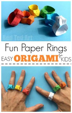 an origami ring made out of paper is shown with the words fun paper rings