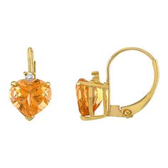 Elevate your ensemble with the elegant beauty of these Tiara 10k Gold Citrine & Diamond Accent Leverback Earrings. Elevate your ensemble with the elegant beauty of these Tiara 10k Gold Citrine & Diamond Accent Leverback Earrings. FEATURES Length: 13.75mm Closures: leverback Metal: 10k gold Finish: polished Packaging: boxedSTONE DETAILS Stone type: citrine Total weight: 2 1/2 ct. 7mm Shape: heart Setting: prongDIAMOND DETAILS Total weight: less than 1/10 ct. Shape: round Setting: prong Size: One Yellow Gold Lever Back Earrings For Anniversary, Elegant 14k Gold Orange Jewelry, Formal 14k Gold Heart Cut Earrings, Gold Heart Cut Earrings For Formal Events, Gold Heart Cut Earrings For Formal Occasions, Orange Earrings For Anniversary In Fine Jewelry Style, Zelda Au, Elegant Beauty, Leverback Earrings