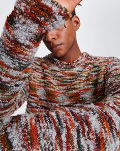 Brock Boucle Crewneck Sweater for Men | rag & bone Casual Mohair Sweater With Ribbed Cuffs, Fall Mohair Sweater With Ribbed Cuffs, Cozy Melange Sweater For Fall, Casual Mohair Textured Knit Sweater, Multicolor Mohair Sweater With Crew Neck, Multicolor Mohair Crew Neck Sweater, Yarn Sweater, Fall 24, Sweater For Men