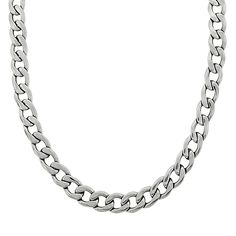 "Chain Details: Type: curb Length: 22 in. Width: 14 mm Weight: 129 grams Clasp: lobster-claw Metal: stainless steel  Size: 22"". Color: Grey. Gender: male. Age Group: adult." Classic Stainless Steel Link Necklace, Stainless Steel Curb Chain Necklace With Oval Links, Stainless Steel Oval Link Curb Chain Necklace, Classic Link Chain Necklace In Stainless Steel, Classic Stainless Steel Link Chain Necklace, Classic Stainless Steel Oval Link Chain Necklace, Classic Stainless Steel Chain Necklace, Classic Cuban Link Stainless Steel Necklace, Stainless Steel Curb Chain Round Necklace