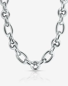 Statement Sterling - Oval Link Chain Necklace – Ring Concierge Oversized Necklace, Oval Jewelry, Ring Concierge, Necklace Length Guide, Bracelet Size Chart, Jewelry Showcases, Link Earrings, Link Chain Necklace, Fine Jewelry Collection