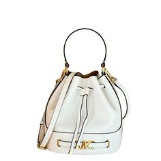 New With Tag Michael Kors Reed Medium Belted Bucket Top Handle Shoulder Crossbody Bag Pebbled/Smooth Leather Gold Toned Hardware Optic White 100% Authentic Retail: $498.00 Plus Tax **Please See The Measurement For The Size** *The Pictures Look Larger Than The Size* !!!No Dust Bag!!! Tag Said Medium But It May Be Small To Medium For Messenger Bag!! Michael Kors Logo At Front Open Top With Drawstring Closure Unlined 1 Slip In Pocket 9.5"(L) X 8.5"(H) X 5.5"(D) Approximate Measurement: Handle Drop: White Crossbody Bucket Bag For Evening, White Evening Crossbody Bucket Bag, White Evening Bucket Bag Crossbody, White Formal Pouch Bucket Bag, Formal White Pouch Bucket Bag, White Bucket Bag With Gold-tone Hardware For Travel, Luxury White Crossbody Bucket Bag, Elegant White Bucket Bag With Gold-tone Hardware, Classic White Bucket Bag With Adjustable Strap