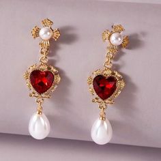 This Gorgeous Earrings Will Give You The Perfect Touch Of Romance With Any Outfit Fancy Jewellery, Heart Drop Earrings, Fashion Jewelry Earrings, Accessories Jewelry Earrings, Fantasy Jewelry, Girly Jewelry, Engagement Jewelry, Dream Jewelry, Pretty Jewellery