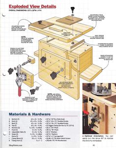 an instruction manual on how to build a workbench with woodworking tools and accessories