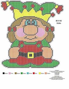 a cross stitch pattern with a teddy bear wearing a crown