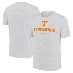 Gear up for game day with the electrifying Tennessee Volunteers Primetime Velocity T-Shirt by Nike. Crafted from lightweight, breathable fabric, this tee offers continuous comfort throughout the day. The cross-dyed pattern adds a touch of visual interest, while the team logo and name featured across the chest proudly showcase your Tennessee Volunteers pride. The Volunteers, Tennessee Volunteers, Nike White, White Nikes, Men's Nike, Jersey Fabric, Team Logo, Dri Fit, Tennessee