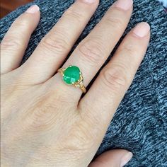 Description: 14k Yellow Gold Oval Jade Ring Item No.: R00311 Metal Type: 14k Solid Gold, Not Filled Or Plated Metal Color: Yellow Gold Type Of Stone: Jade And Cubic Zirconia Measurement: Size 6.75. Jade: 10 X 8 Mm. Top: 13 X 10 Mm Approximate Weight: 2.72 Gram(S) Brand New With Box Exquisite Oval Emerald Ring In Yellow Gold, Luxury Oval Emerald Ring In Yellow Gold, Luxury Oval Yellow Gold Emerald Ring, Elegant Oval Emerald Ring In Yellow Gold, Elegant Yellow Gold Oval Emerald Ring, Classic Pear-shaped Green Ring, Classic Green Pear-shaped Ring, Exquisite 14k Yellow Gold Emerald Ring, Oval Emerald Ring In Yellow Gold With Prong Setting