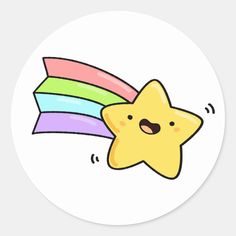 a cartoon star with a rainbow on it