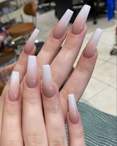 Nail Designs Brown Ombre, Gel Nails Ideas Long Coffin, White And Brown Ombre Nails, Pink And Brown Ombre Nails, Brown White Ombre Nails, Brown Ombre Nails Coffin, Brown To White Ombre Nails, Ombré Color Nails, Ambre Nails Ombre Fall