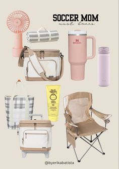 a collage of different items including a cooler, cup and bag