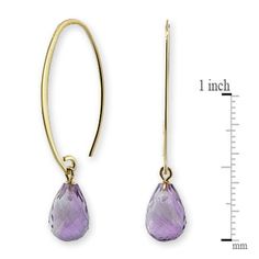 Briolette cut amethyst drop earrings in 14K yellow gold Yellow Gold Amethyst Teardrop Earrings, Lose A Stone, Threader Earrings, Jewelry Cleaner, Cleaning Jewelry, Gemstone Jewelry, Opal, Amethyst, Yellow Gold