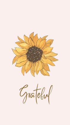 a sunflower with the words grateful written on it