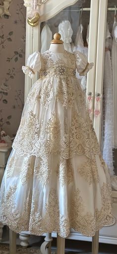 Beautiful christening gown girl baby dress it is  made with embroidery lace size 12 -18 months chest 21 inch Blommers  and bonnet included Marie Antoinette Party, Baptism Gown, Christening Gown, First Communion Dresses, Communion Dresses, Christening Gowns, Embroidery Lace, Marie Antoinette