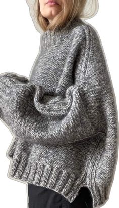 Gray Chunky Knit Long Sleeve Sweater, Thick Knitted Winter Sweater, Solid Acrylic Sweater Coat, Chunky Knit Solid Sweater For Winter, Solid Chunky Knit Sweater For Winter, Solid Color Chunky Knit Sweater For Winter, Solid Color Chunky Knit Winter Sweater, Chunky Knit Long Sleeve Sweater For Cold Weather, Gray Knit Crew Neck Sweater