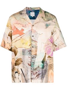 Multicolour viscose shirt, all-over graphic print, notched lapels, front button fastening, short sleeves, short side slits, straight hemComposition: Viscose, 100% Pull Sweat, Balenciaga Triple S, Custom Watch, Summer Beach Wear, Camping Shirt, Light Jacket, Paul Smith, Shirts & Tops, Jacket Style