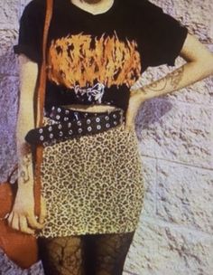 80s Leopard Print Outfit, Goth Cheetah Print, Printed Skirt Outfit, Cheetah Skirt, Leopard Print Outfits, Oufits Casual, Leopard Print Skirt, Glam Metal