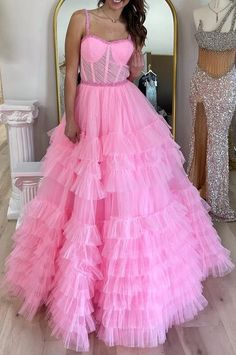 Tiered Ruffle Maxi Dress For Prom Season, Tiered Ruffle Maxi Dress For Prom, Voluminous Tulle Floor-length Dress, Floor-length Voluminous Tulle Dress, Voluminous Floor-length Tulle Dress, Prom Dresses With Ruffles And Tiered Skirt, Prom Season Ruffled Maxi Dress, Evening Gown With Ruffled Tulle Skirt, Ruffled Maxi Dress For Prom Season