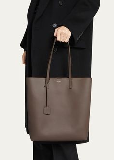 Saint Laurent Leather Shopper Tote Bag - Bergdorf Goodman Tote Bag Outfit, North South, Shopping Tote Bag, Shopper Tote, Shopping Tote, Bergdorf Goodman, Cloth Bags, Smooth Leather, Saint Laurent