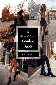 Combat Boots Dressed Up, Combat Boot With Heel Outfits, Classy Combat Boots, Combat Boot Skirt Outfits Fall, Fall Outfits Women Combat Boots, Combat Boot Dressy Outfit, Combat Boot Outfits Winter Dressy, Women's Combat Boots Outfit, Black Leggings And Combat Boots Outfit