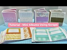 several mini album using scraps on a table with the title, how to use them