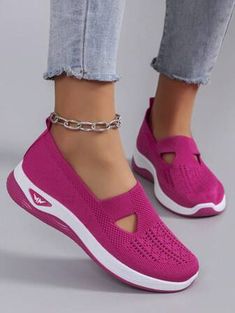 Women's Breathable, Lightweight, Comfortable Sports Shoes In Round Toe Design, Perfect For Driving, Spring New Arrival | SHEIN USA Pink Walking Shoes For Light Sports, Comfortable Pink Walking Shoes With Cushioned Footbed, Comfortable Flat Walking Shoes For Sports, Comfortable Low-top Pink Walking Shoes, Comfortable Sports Running Shoes With Flat Heel, Comfortable Running Shoes For Sports, Comfortable Pink Low-top Walking Shoes, Low-top Comfortable Pink Walking Shoes, Comfortable Slip-on Sneakers For Sports With Flat Heel