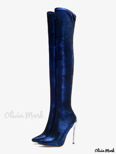 Olivia Mark - Sequined Blue Over-The-Knee Boots with Pointed Toe and Stiletto Heel for a Chic Thigh-High Look Janet Guzman, Look Chic, Thigh High, Olivia Mark, Stiletto Heel, Over The Knee Boots, Thigh Highs, Over The Knee, Knee Boots