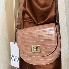 Brand New With Tags Looks Blush Pink In Person Textured Small Bag Zara Beige Shoulder Bag With Adjustable Strap, Zara Beige Leather Shoulder Bag, Zara Brown Bags For Daily Use, Zara Brown Satchel Shoulder Bag, Zara Beige Satchel Shoulder Bag, Zara Brown Bag With Detachable Strap, Zara Brown Everyday Bag, Brown Zara Shoulder Bag For Daily Use, Everyday Brown Zara Bag