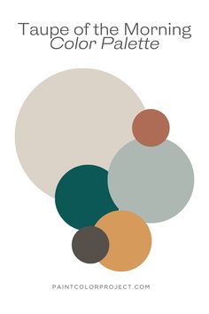 the cover for taupe of the morning color palette, with three circles in different colors