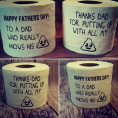 three pictures of toilet paper with funny sayings on them