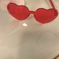 Red Heart Sunglasses. Never Worn. Brand New Fun Red Heart-shaped Sunglasses, Cute Red Sunglasses With Uv Protection, Trendy Red Sunglasses As Gift, Heart-shaped Sunglasses With Tinted Glass Lenses, Heart-shaped Glass Sunglasses With Tinted Lenses, Cute Red Party Sunglasses, Heart-shaped Tinted Glass Sunglasses, Cute Red Sunglasses For Summer, Casual Red Sunglasses For Valentine's Day