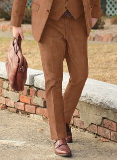 Convey the desire for ultimate elegance by wearing our Spring Brown Corduroy Pants that evoke the charm within you. Accompanied a slimmer profile with our pants, crafted from cotton blend, that soft, dense and emanates cozy vibes with a brown shade of solids reveals a serene elegance. Embellish the edgy- glamour with intricately tailored brown pants which grant a modern spin on a classic ensemble and prioritize tapered silhouette resulting in the ultimate statement to create a bold impression wh Gents Sweater, Corduroy Suit, Grey Tweed Suit, Herringbone Tweed Jacket, White Linen Suit, Green Velvet Jacket, Peaky Blinders Suit, Blue Linen Shirt, Royal Blue Suit