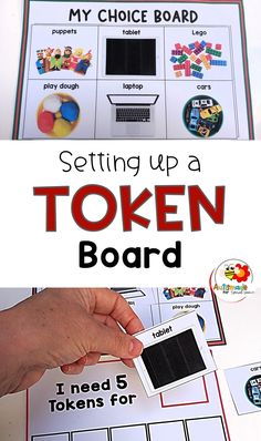 a hand holding a piece of paper with the words, setting up a token board