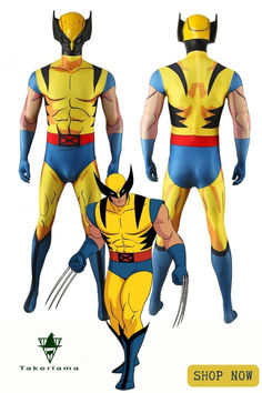 X-Men '97 Wolverine Cosplay Costume Bodysuit With Mask for Adults Kids Takerlama Yellow Costumes For Cosplay Events, Yellow Costumes For Cosplay And Themed Events, Yellow Halloween Cosplay Costume, Yellow Costume For Cosplay And Costume Parties, Fitted Yellow Costumes For Cosplay Events, Fitted Yellow Costume For Cosplay Events, Yellow Fitted Costume For Cosplay Events, Themed Costumes With Character Print For Costume Party, Themed Character Print Costumes For Costume Party