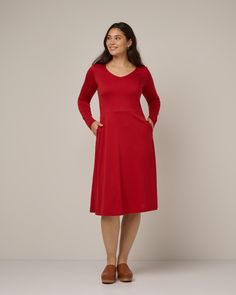 model-spec:Maile is 5'9" Red Fit And Flare Midi Dress, V-neck Fit And Flare Midi Dress, Fit And Flare A-line Midi Dress In Elastane, Red A-line Fit And Flare Midi Dress, Red Fit And Flare A-line Mini Dress, Capsule Wardrobe Dresses, Merino Wool Dress, Next Dresses, Free Dresses