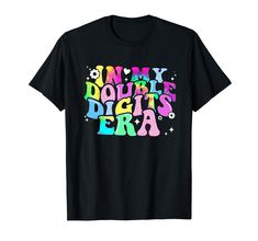 PRICES MAY VARY. Searching for a unique 10th birthday gift for your daughter, granddaughter, or niece? Find special decorations, party supplies, and outfits for girls born in January-December 2014. Celebrate their 10th birthday with fun and memorable accessories. In My Double Digits Era 10th Birthday Version Colorful Groovy Retro Tee. Ideal funny birthday gifts for 10 year old girls. Ideal 10th bday gift idea for kids. Wonderful ten year old girl birthday gifts and age 10 girls clothes. Lightwei Ten Year Old Girl, Girl Birthday Gifts, Retro Girl, Bday Gift, Groovy Retro, Funny Birthday Gifts, Retro Girls, Retro Tee, Age 10