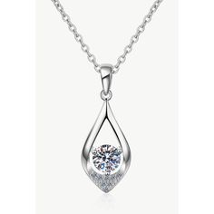 Glamorous Always Moissanite Pendant Necklace - Body By J'ne Silver Drop Solitaire Necklace For Formal Occasions, Formal Silver Drop Solitaire Necklace, Silver Diamond Necklace With Prong-set Teardrop Pendant, Silver Teardrop Diamond Necklace In Sterling Silver, Silver Drop Diamond Necklace With Brilliant Cut, Silver Drop Necklace With Brilliant Cut, Silver Diamond Necklace With Teardrop Pendant, Silver Drop Necklaces With Brilliant Cut, Silver Teardrop Solitaire Necklace With Prong Setting