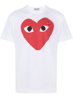 White/red cotton logo print T-shirt from COMME DES GARÇONS SHIRT BOYS featuring logo print to the front, round neck, short sleeves and straight hem. | Comme des Garçons PLAY logo print T-shirt Comme Des Garcons Logo, Play Logo, Play Comme Des Garcons, Officine Creative, Comme Des Garcons Play, Heart Logo, Latest T Shirt, Cotton Logo, Season Colors