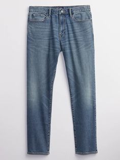 Straight Taper GapFlex Jeans with Washwell | Gap Factory Everyday Dark Wash Jeans With Zip Fly, Everyday Denim Blue Jeans With Zip Fly, Dark Wash Relaxed Fit Jeans With Zip Fly, Relaxed Fit Medium Wash Jeans With Zip Fly, Classic Medium Wash Jeans With Zip Fly, Classic Medium Wash Jeans, Medium Wash Jeans With 5-inch Inseam, Taper Jeans, Tapered Jeans