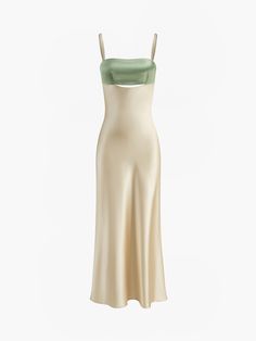 Green Dress Classy, Pisces Venus Style, Sage Satin Dress, The 90s Fashion, Green Satin Dress, Cutout Style, Y2k Aesthetic Fashion, Grad Dresses, Bleach Wash